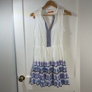 Oliphant White and Blue Tiered Sundress